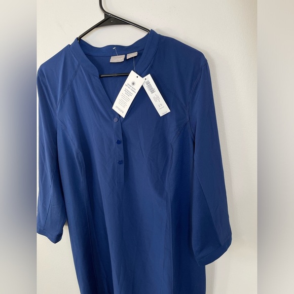 Chico's Zenergy Knit Insert Elegant Blue Sleeve Women's Dress UPF Sz 14 NWT - Picture 4 of 15